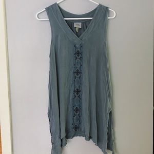 Knox Rose boho blue embroidered tank